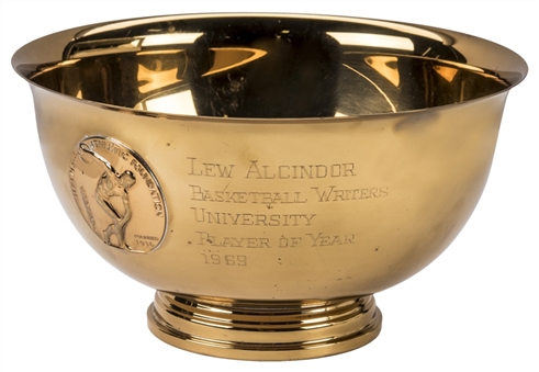 1969 Helms Foundation Basketball Writers University Player of the Year Gold Bowl Award Presented To Lew Alcindor (Abdul-Jabbar LOA)